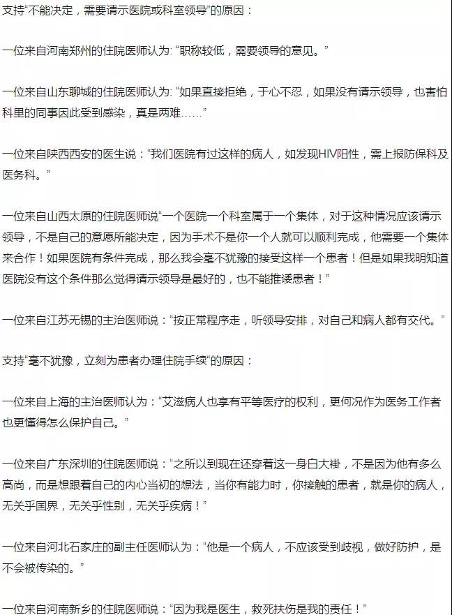 HIV感染者被拒绝手术的一些调查原因2