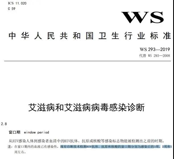 WS 293-2019艾滋病和艾滋病病毒感染诊断
